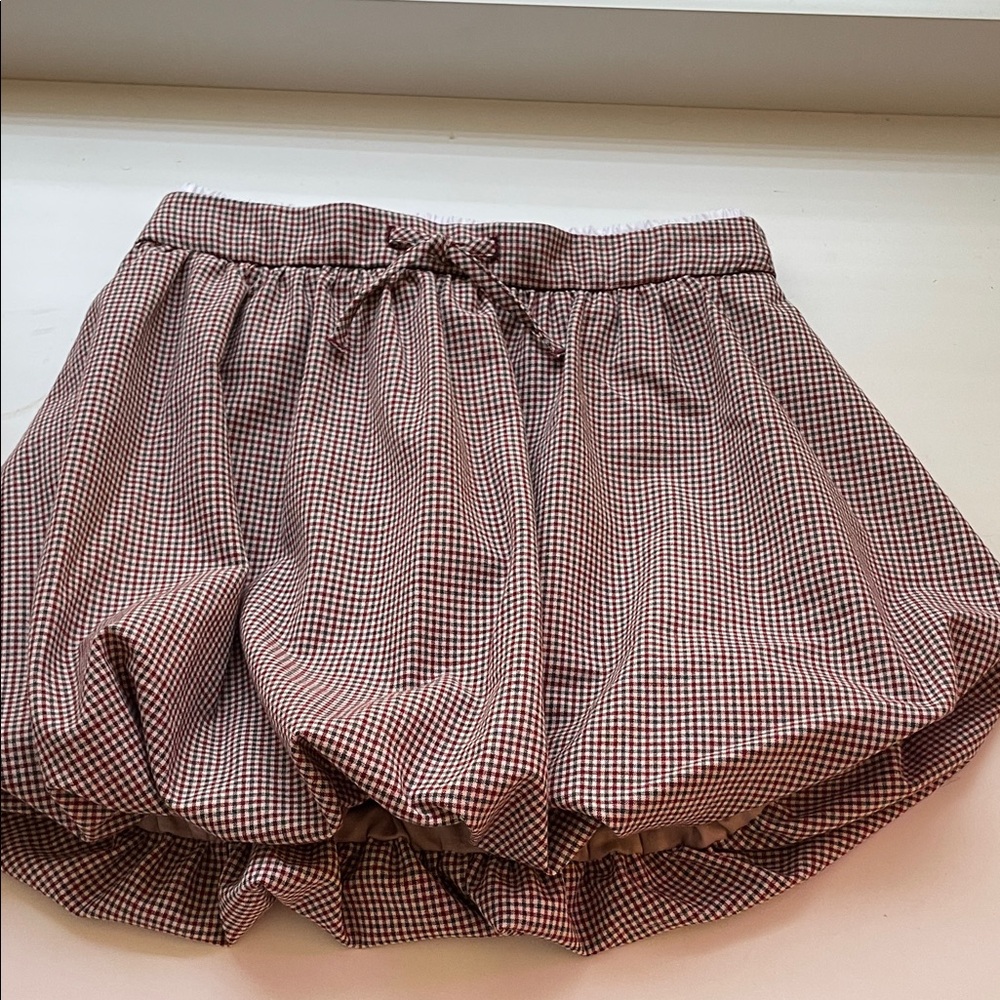 Girls Zara Stylish Checkered Bubble Skirt  (Size 9/10)